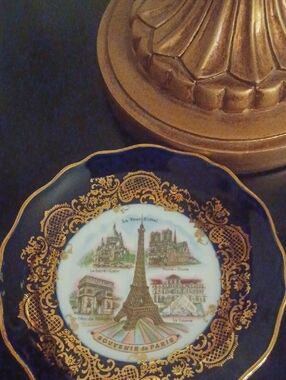 Souvenir de Paris Decorative Collectible Plate - Blue and Gold